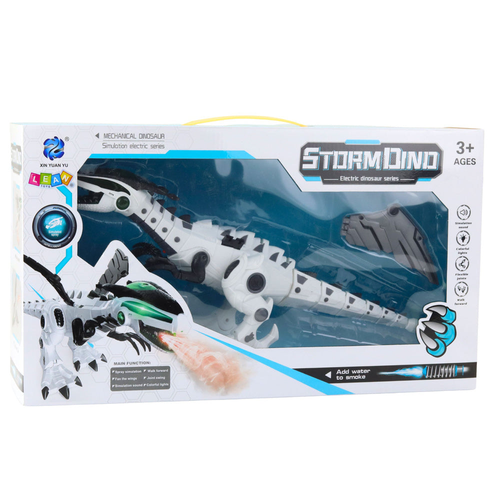 Dinosaurus robot na baterie se světly a zvuky – bílý