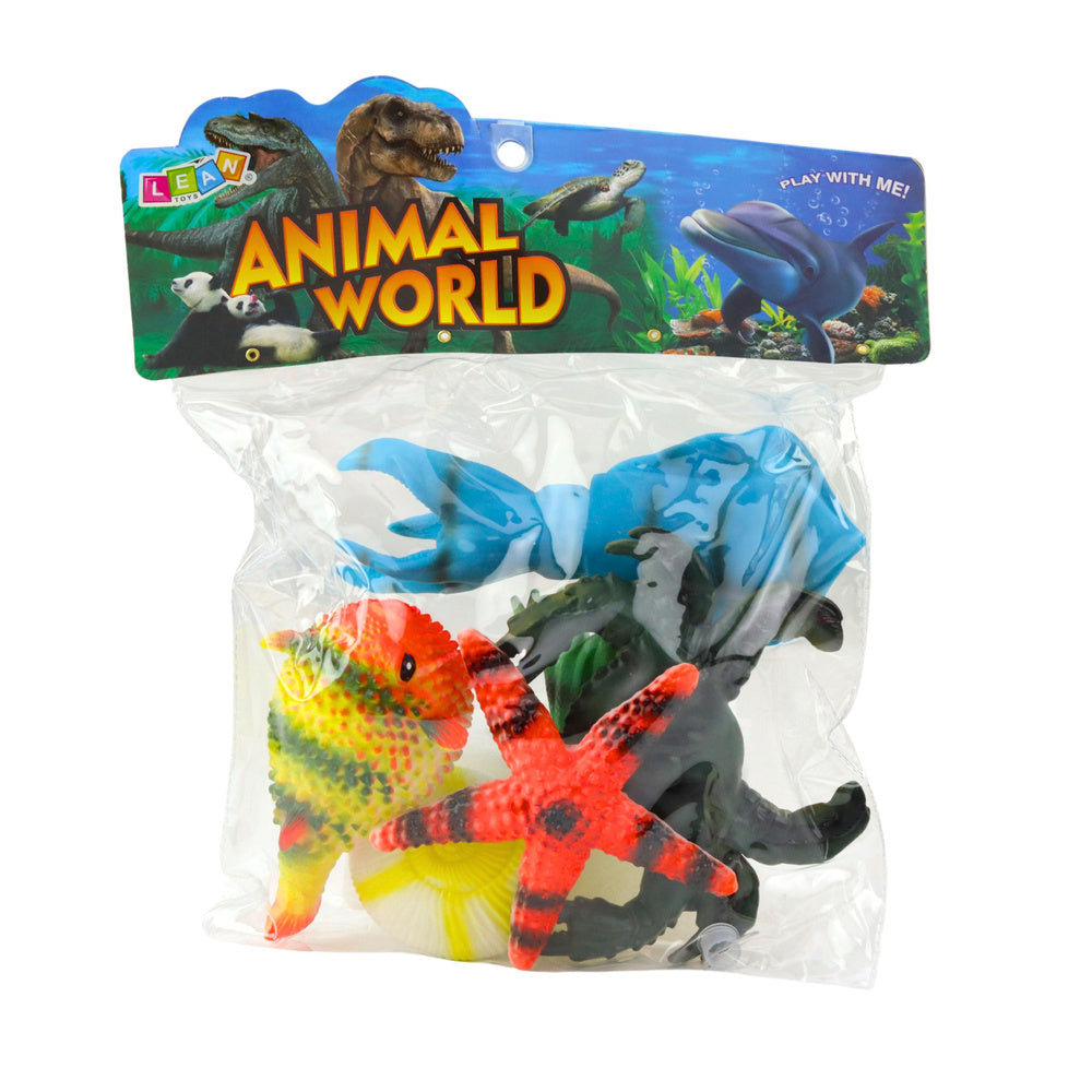 Figurky mořských zvířat – sada 5 ks s krabem, chobotnicí a hvězdičkou