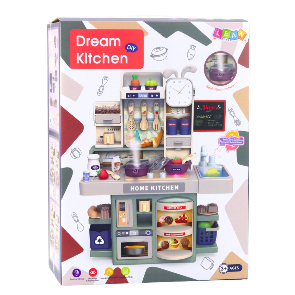 Dětská kuchyňka s vodní párou, světlem a zvuky – 33 dílů