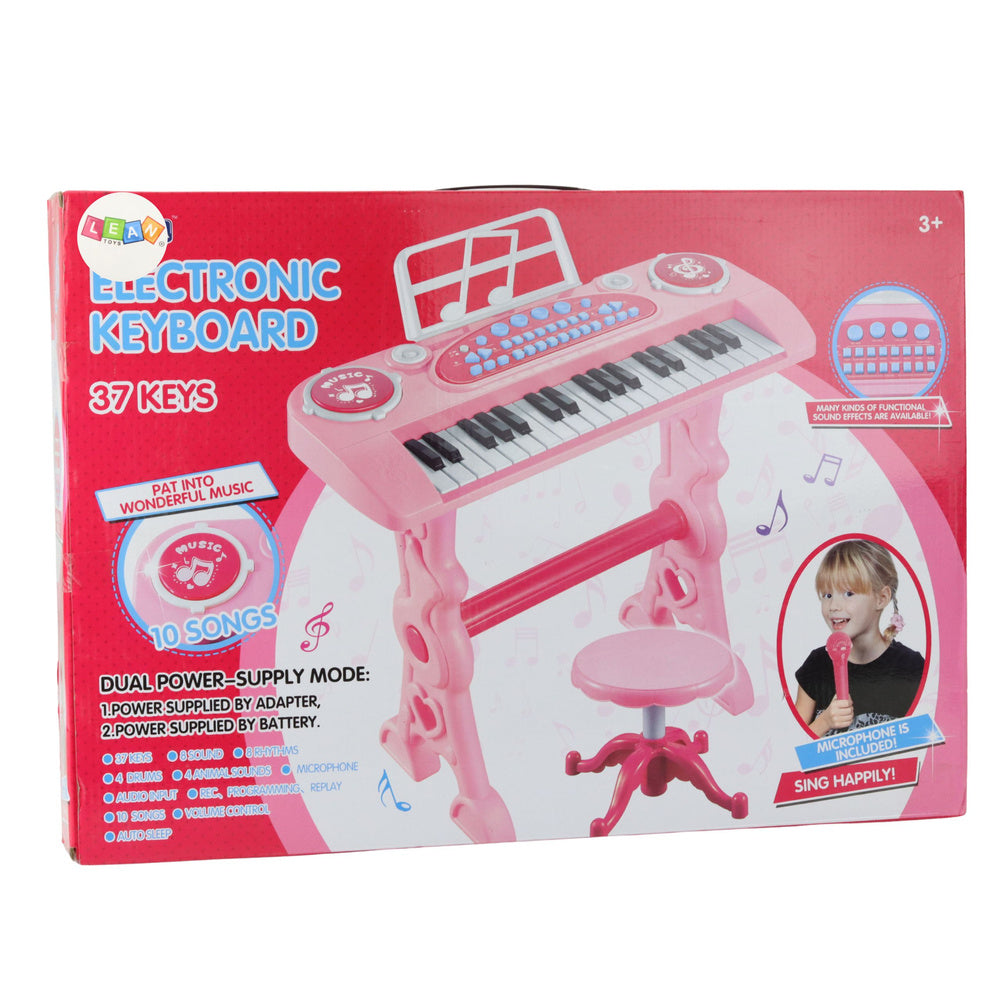 Elektronické piano pro děti s mikrofonem 37 kláves – Růžové