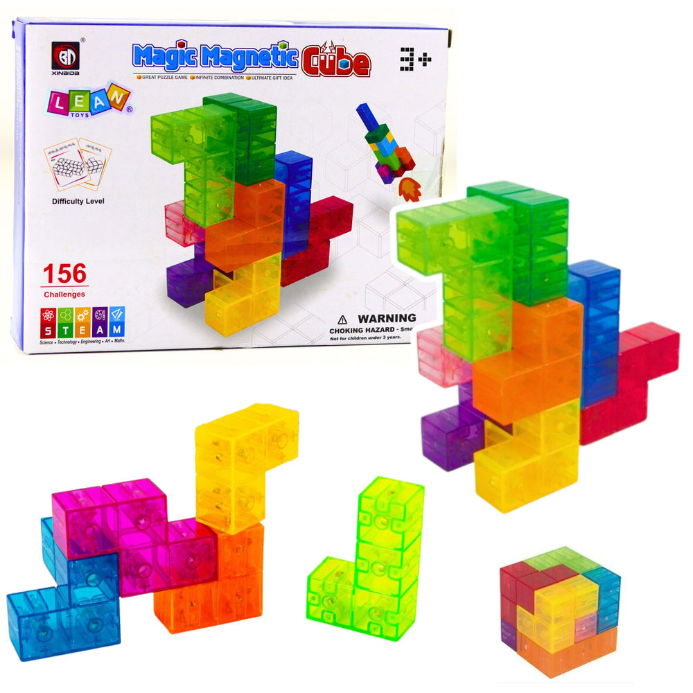 Magnetické kostky Magic Cube s 156 úkoly, 9 dílů