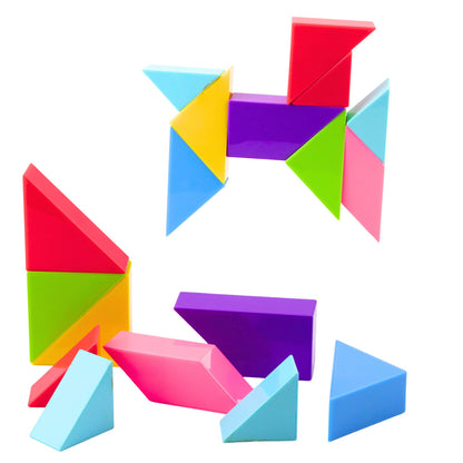 Magnetické Tangram kostky – barevná skládačka, 9 dílů