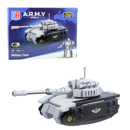 Stavebnice Army 2v1 – vojenská vozidla a robot – Cada