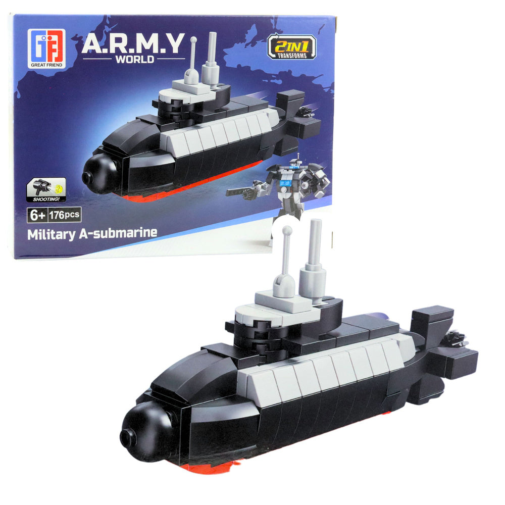 Stavebnice Army 2v1 – vojenská vozidla a robot – Cada