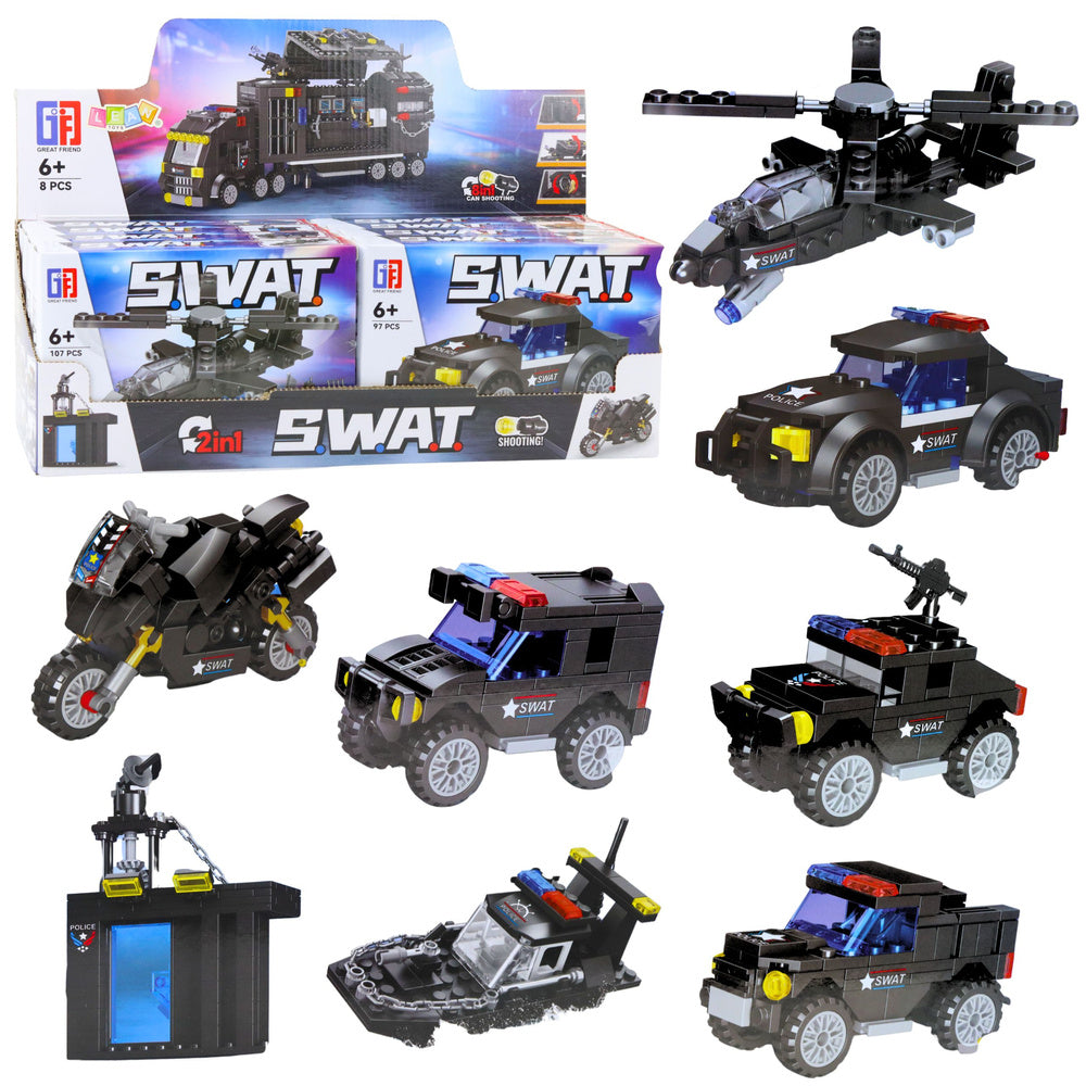 Stavební kostky Vozidla SWAT 8v1 s 92–117 díly