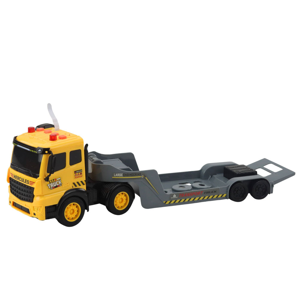 Odtahové auto s pásovým bagrem otočným o 360° – žlutý set 1:16