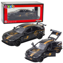 Sportovní auto kovové s pull-back pohonem a efekty – černé 1:32