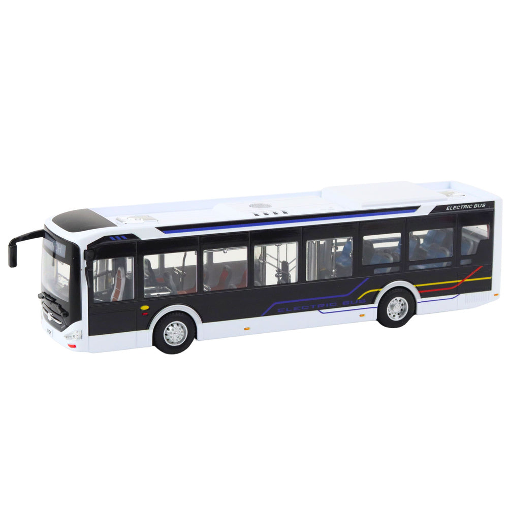 Kovový městský autobus se zvukem a světly 1:42 – bílý