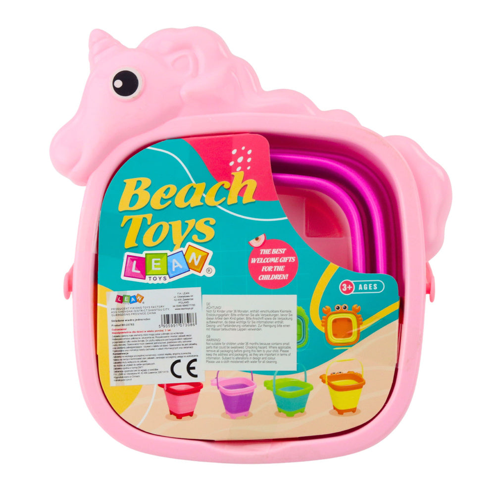 Skládací silikonový kbelík Jednorožec – růžový