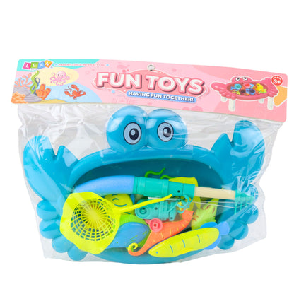 Rybářský set s krabím stolečkem a 10 rybičkami – modrý