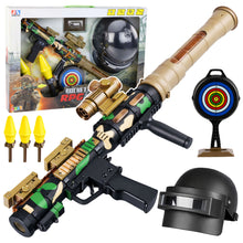 Vojenský set s bazukou RPG, helmou a terčem – pěnové rakety