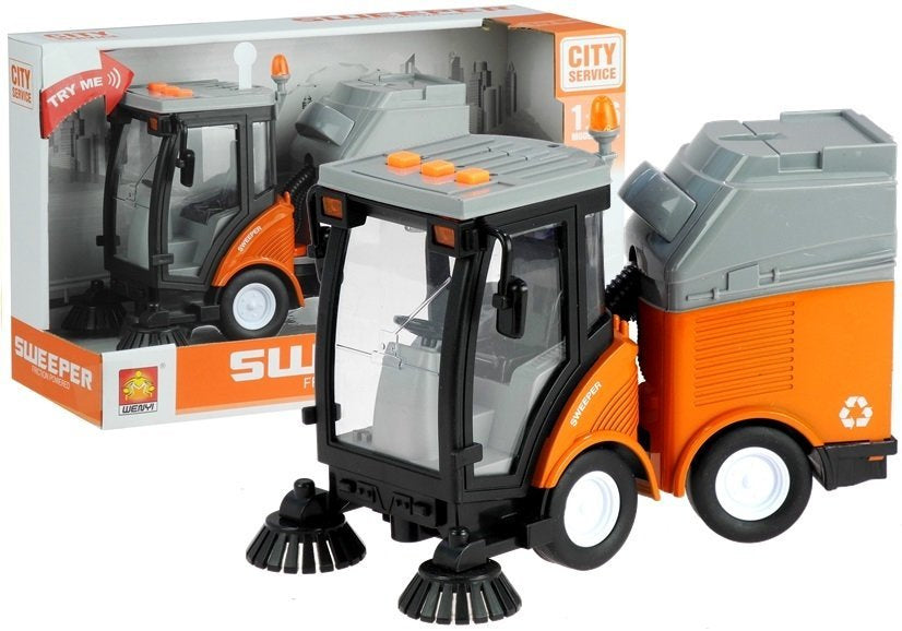 Street Sweeper Bin Lights Sounds Orange 1:16