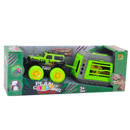 Terénní auto s klecí a dinosaurem T-Rex – herní set