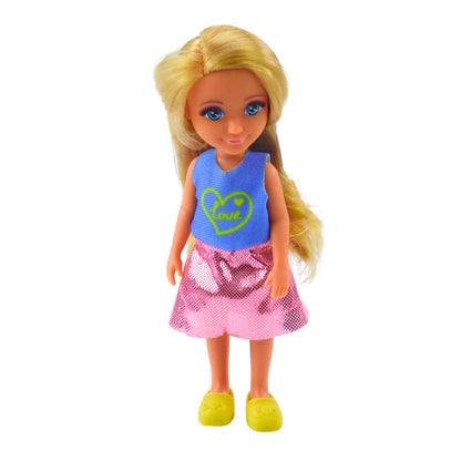 Narozeninový set s panenkou a zvířátky – pes a kočka