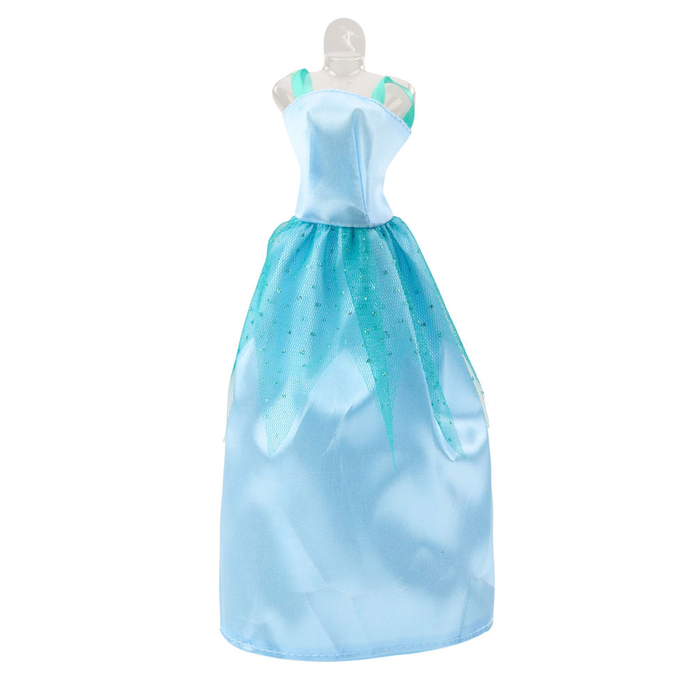 Sada šatů a doplňků pro panenky – 3 šaty, boty, kabelka, korunky