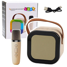 Karaoke reproduktor s bezdrátovým mikrofonem K12 RGB – béžový