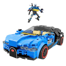 Stavebnice 2v1 auto a robot s 328 kostkami – Hurricane Blue