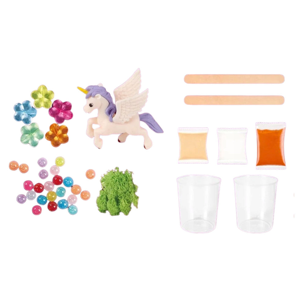 Kreativní sada 2v1: Terárium s jednorožcem pro pěstování krystalů