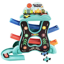 Autodráha se skluzavkou a 7 autíčky – tři úrovně