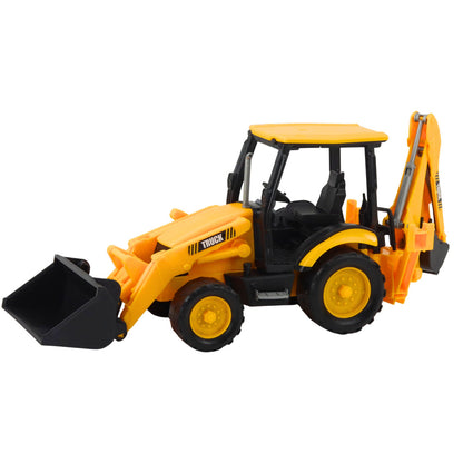 Bagr se dvěma lžícemi pro děti – žlutý stavební stroj
