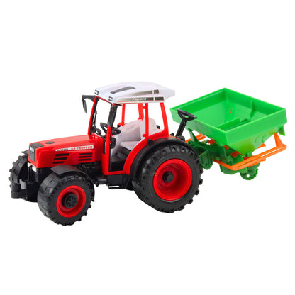 Traktor s secím strojem 34 cm – červený farmářský traktor