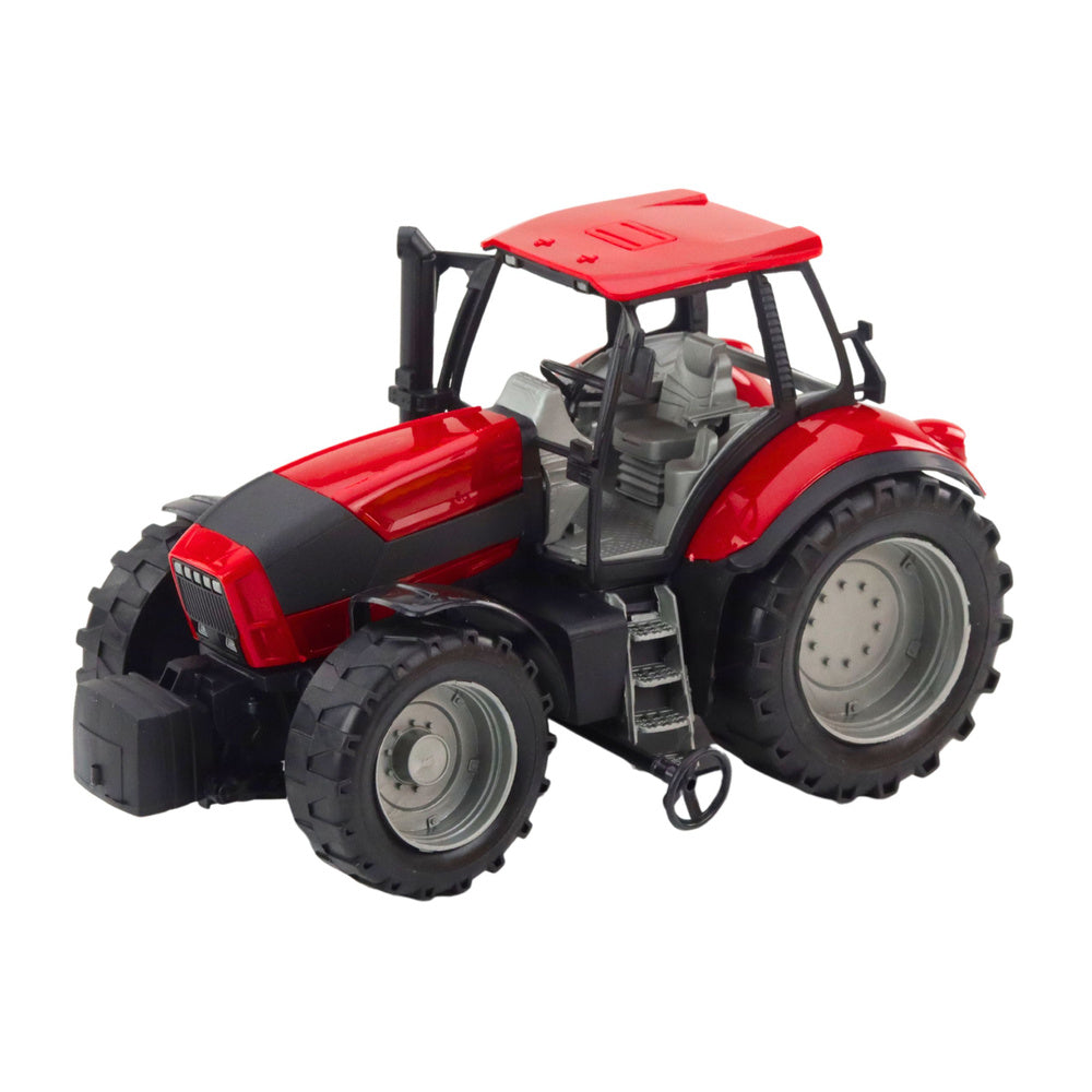 Traktor s přívěsem 46 cm – červený traktor se žlutým přívěsem