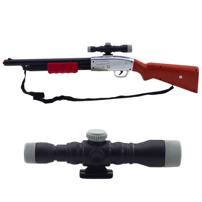 Dětská puška s dalekohledem a zvuky 65 cm – hnědá