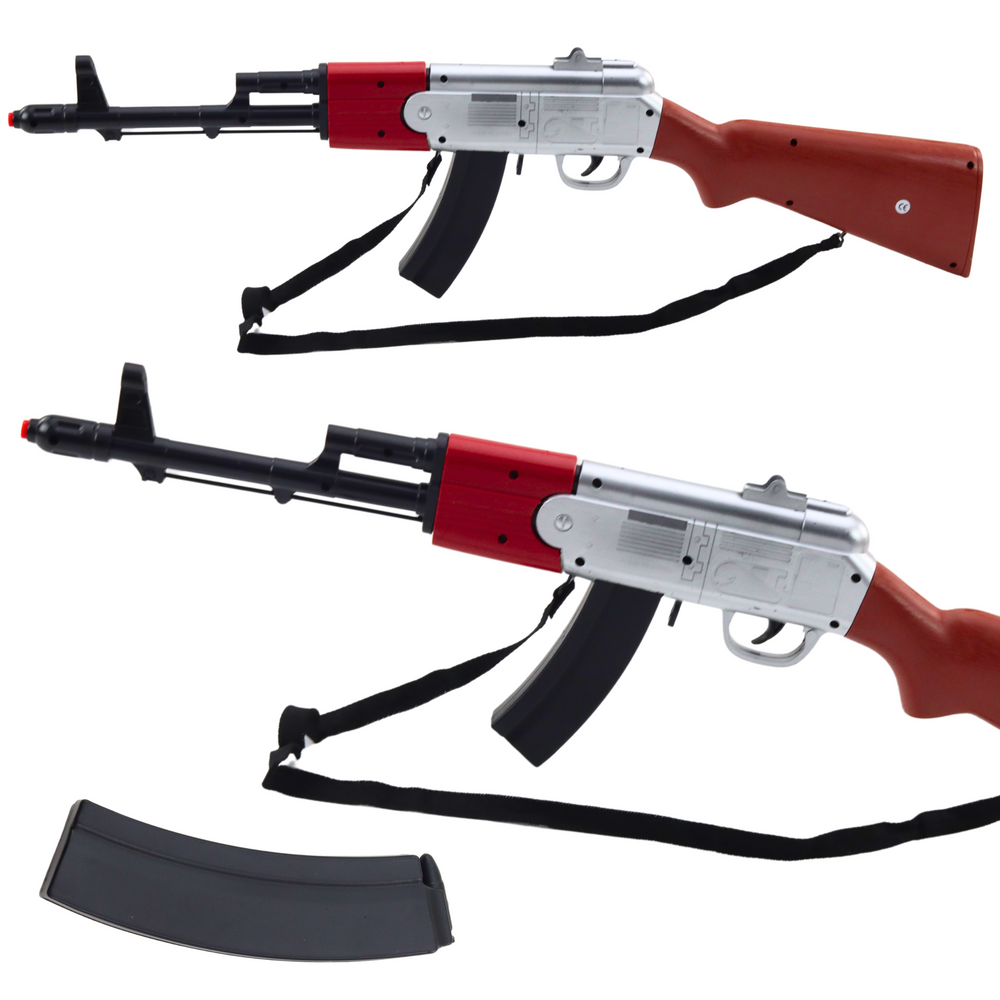 Dětská puška se zvuky a ramenním popruhem 65 cm – hnědá