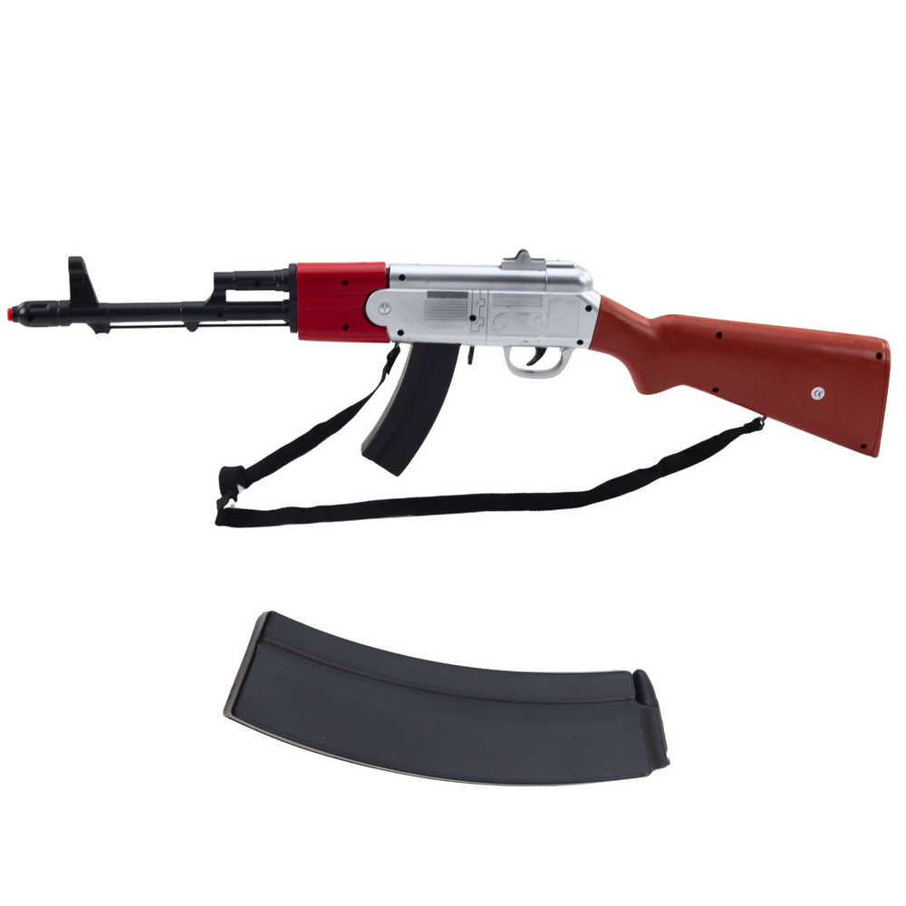 Dětská puška se zvuky a ramenním popruhem 65 cm – hnědá