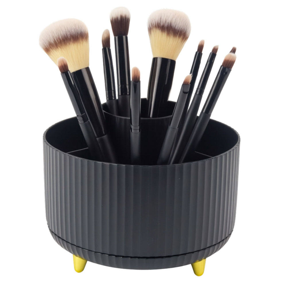 Otočný organizér na kosmetické štětce s 5 přihrádkami – černý