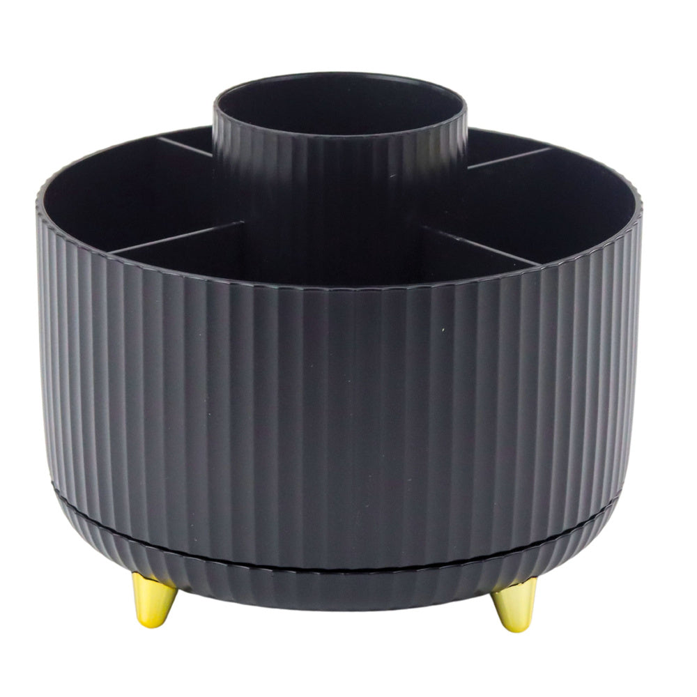 Otočný organizér na kosmetické štětce s 5 přihrádkami – černý