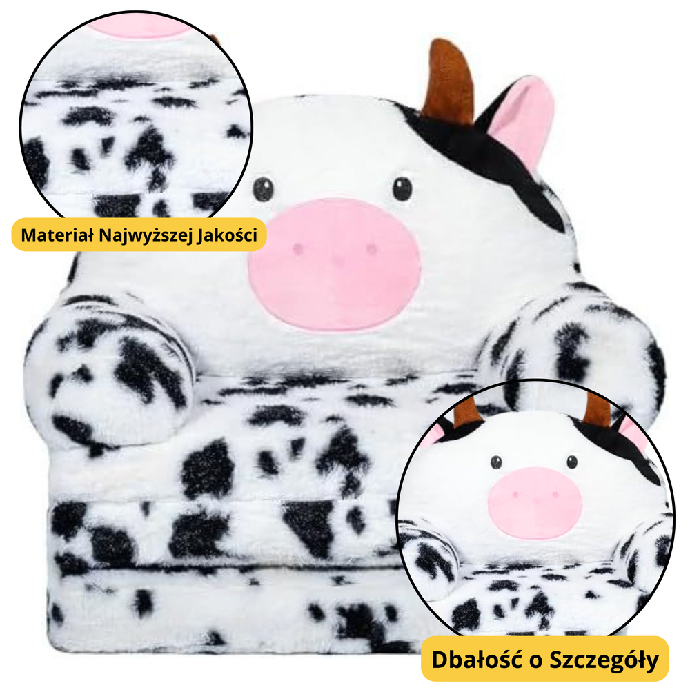 Dětské rozkládací křesílko Kráva – černobílé, 50×50 cm