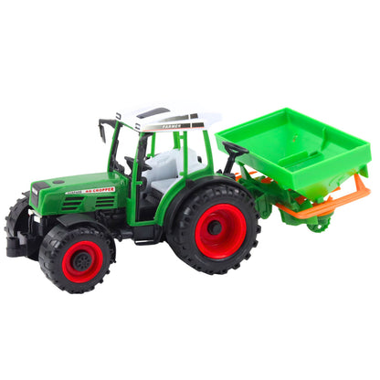 Traktor se secím strojem pro děti – zelený, 34 cm
