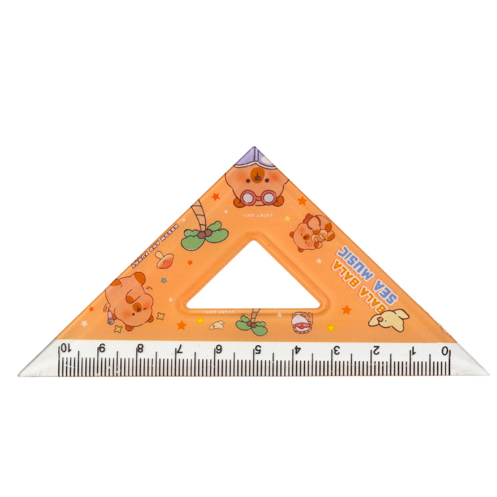 Sada geometrických pomůcek s kapybarou – pravítko, úhloměr, trojúhelníky, 4 ks