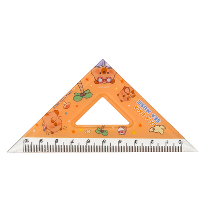 Sada geometrických pomůcek s kapybarou – pravítko, úhloměr, trojúhelníky, 4 ks