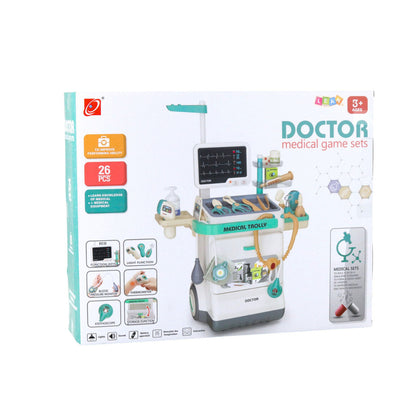 Lékařský vozík s 26 doplňky, RTG, EKG, světly a zvuky