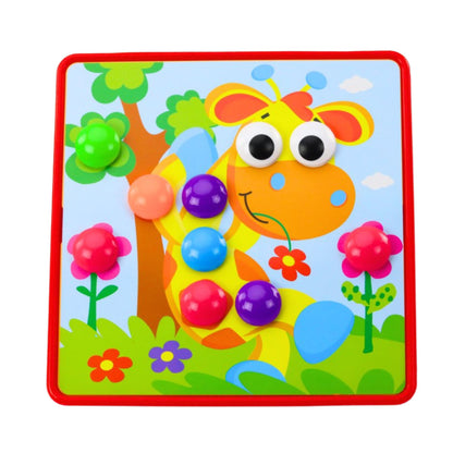 Mozaikové puzzle s knoflíky – 12 předloh a 46 barevných knoflíků