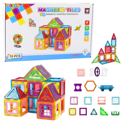 Set of Magnetic Building Blocks, Educational, Colorful, 70 pcs