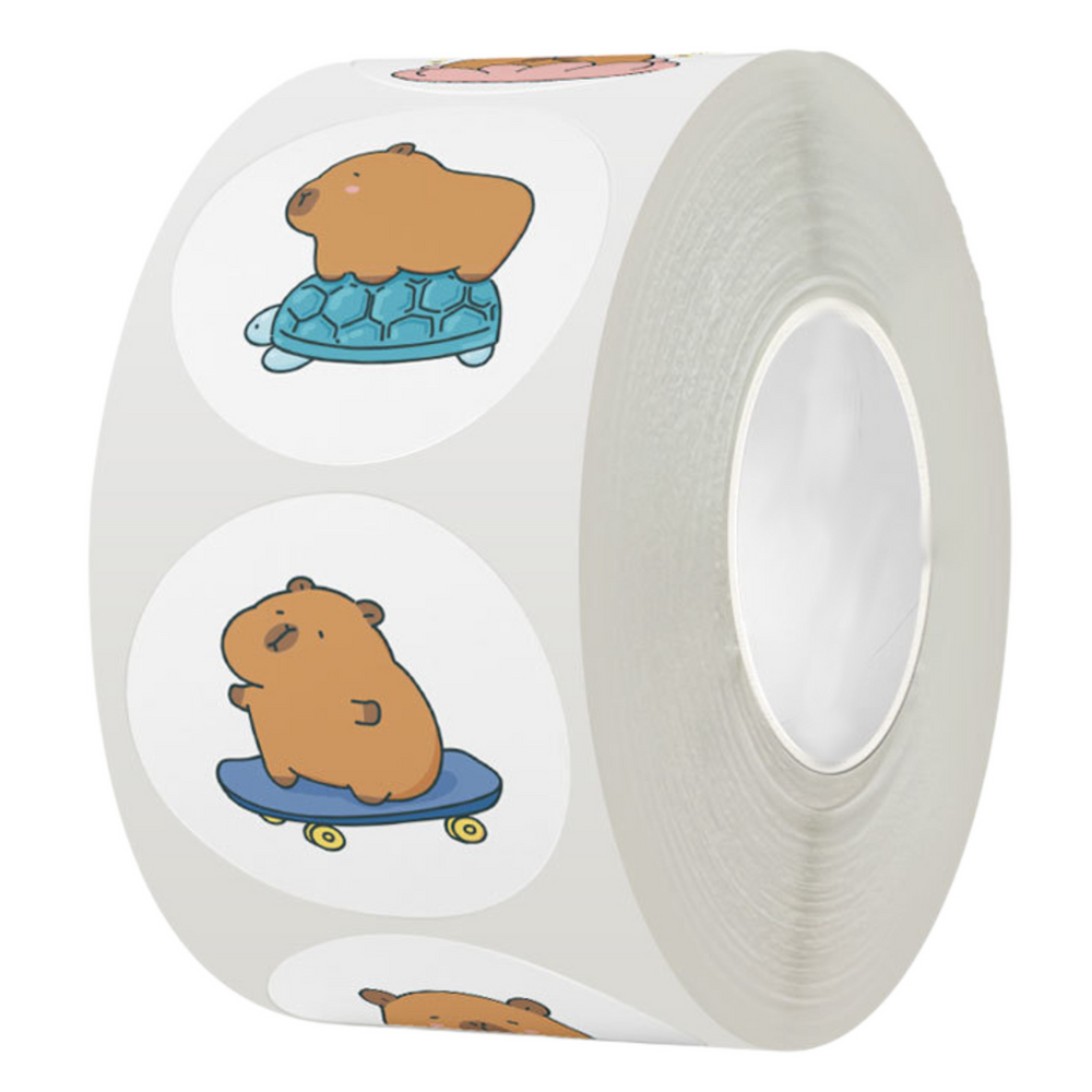 Samolepky s kapybarou – 500 kusů, průměr 2,5 cm