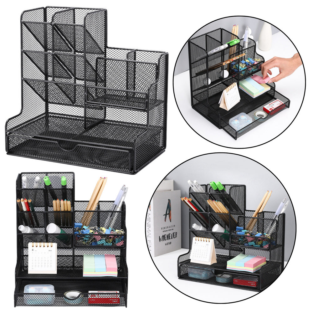 Kovový organizér na kancelářské potřeby – černý