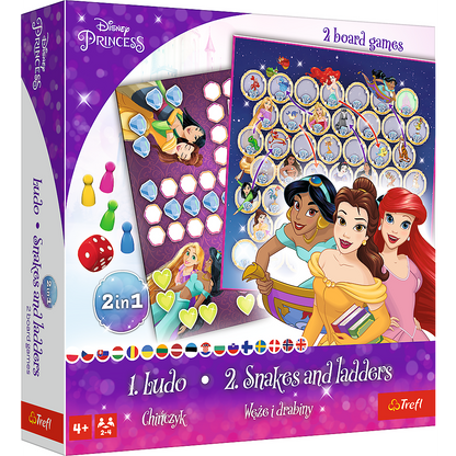 Hra 2v1 Člověče nezlob se a Hadi a žebříky – Disney Princezny