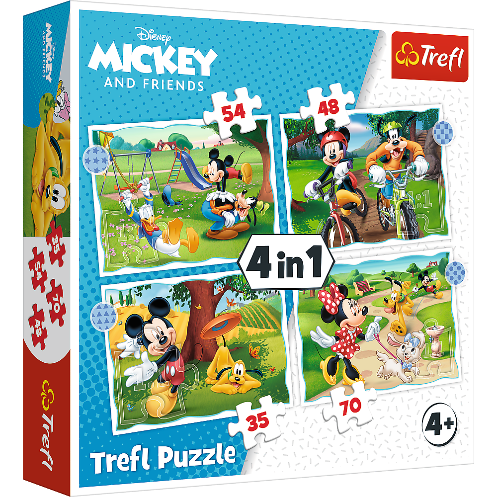 Puzzle 4v1 Mickey's Cool Day – 12 až 24 dílků – Trefl