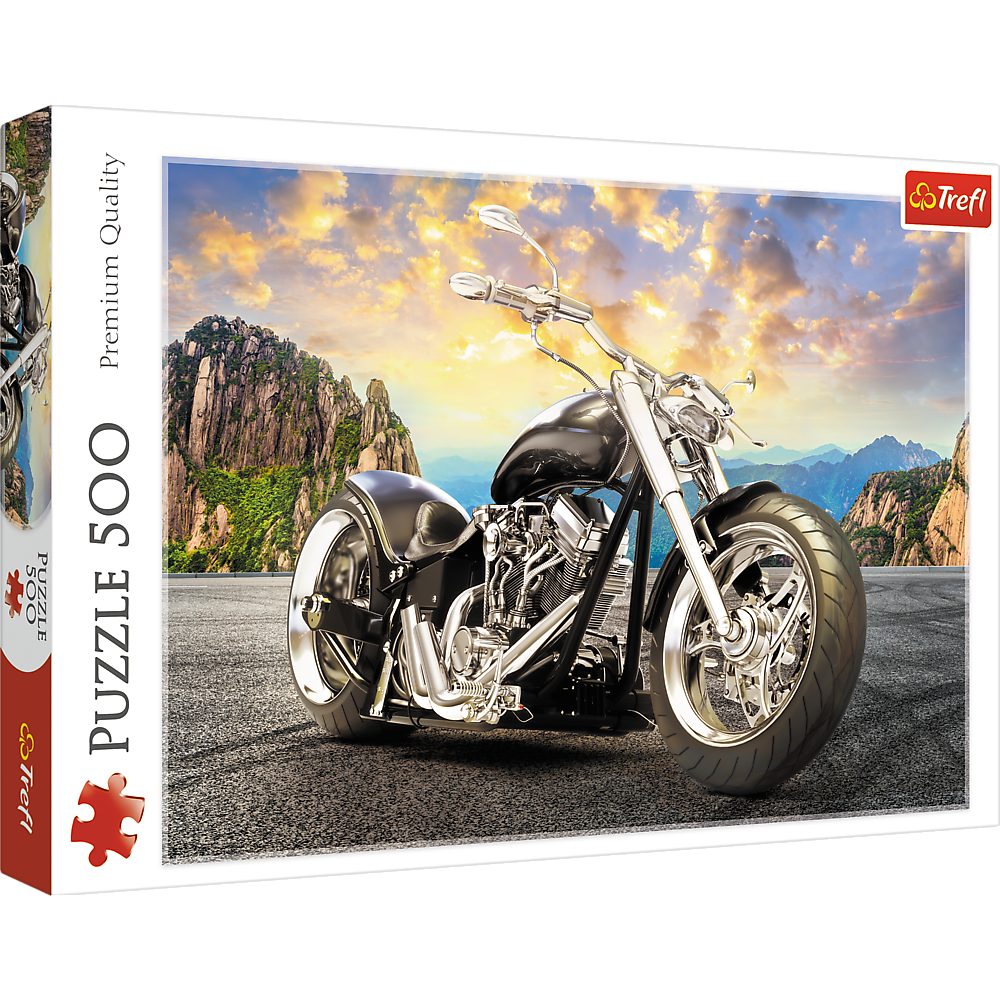 Puzzle 500 dílků – Černá motorka v horách