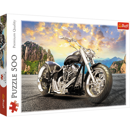 Puzzle 500 dílků – Černá motorka v horách