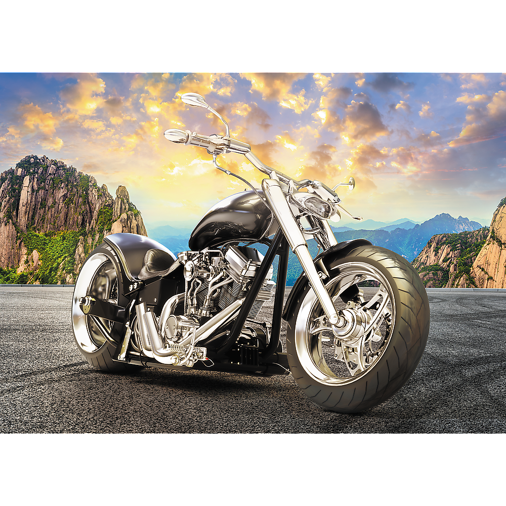 Puzzle 500 dílků – Černá motorka v horách