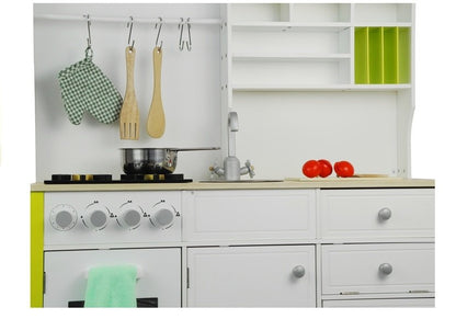 Wooden Kitchen for Children Green and White Paula Opening Elements