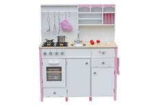 Wooden Kitchen for Kids Pink and White Paula Opening Elements