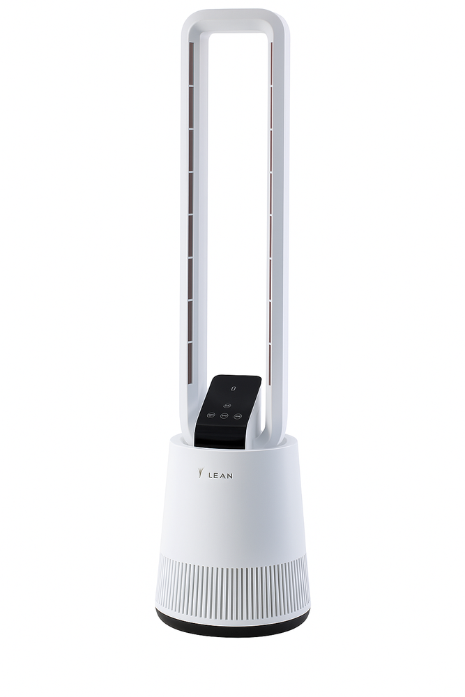 Beznožový stojanový ventilátor s oscilací a LCD displejem – LEAN