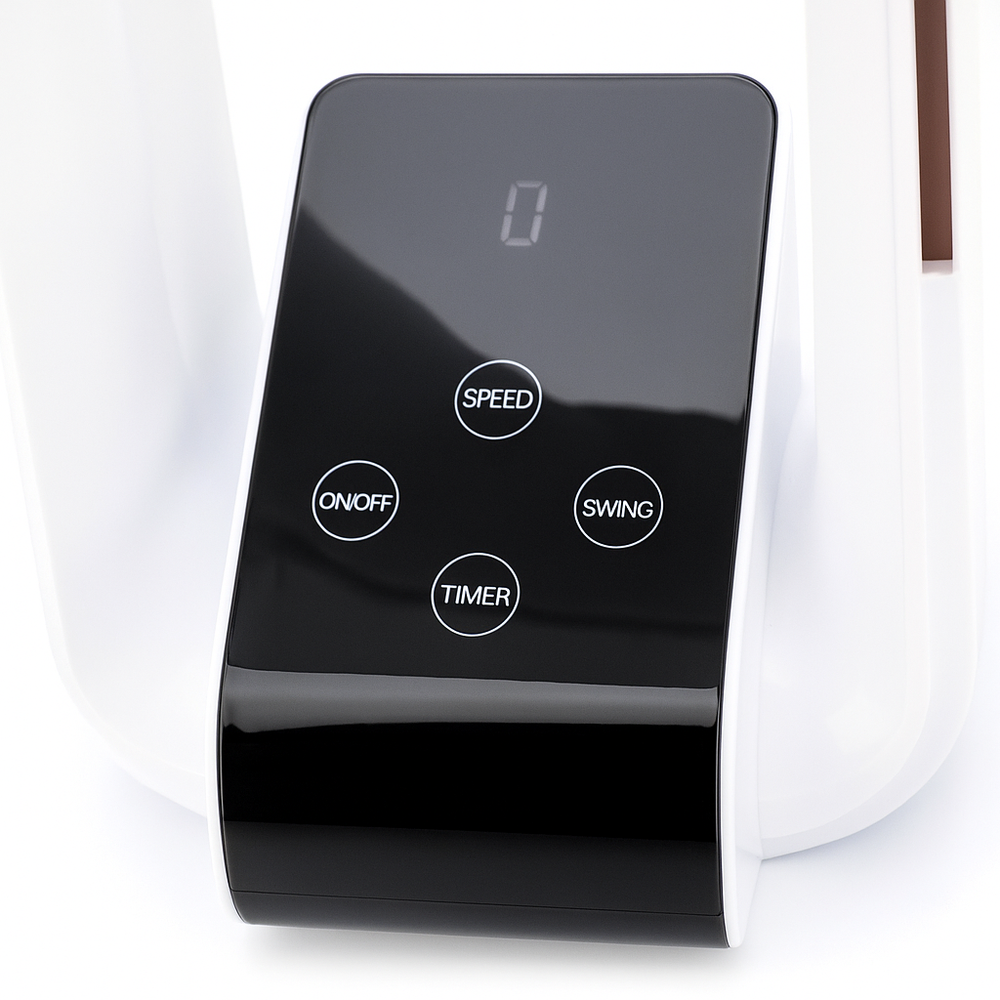 Beznožový stojanový ventilátor s oscilací a LCD displejem – LEAN
