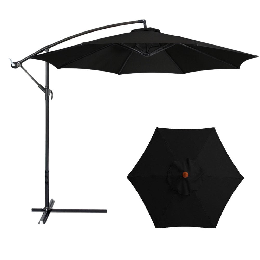 Boční zahradní slunečník s naklápěním 350 × 250 cm – černý